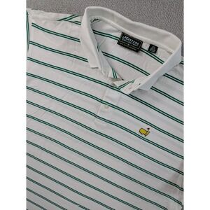 Masters Collection Golf Polo Shirt Mens XL White Green Striped Mercerized Cotton
